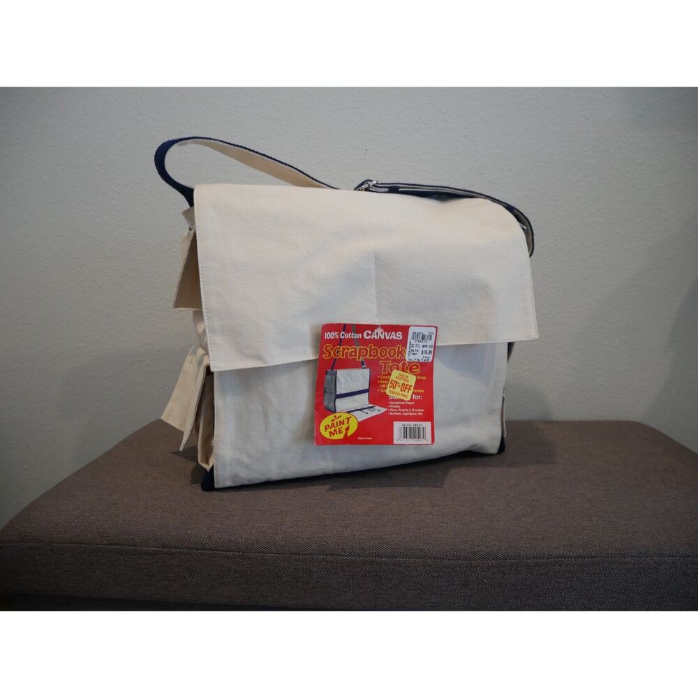 Canvas Scrapbook Tote Messenger Bag Paint Me Craft Organizer Cotton New